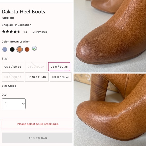 Free People Dakota Nappa Leather Boots EU38/US8 - Picture 15 of 16